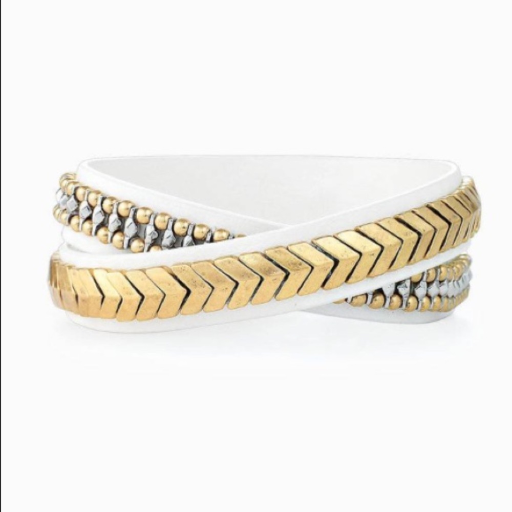 Stella & Dot Double Leather Wrap Bracelet